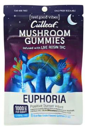 Picture of CutLeaf Mushroom Gummies Euphoria  Gummies 1000mg-Blue Razz