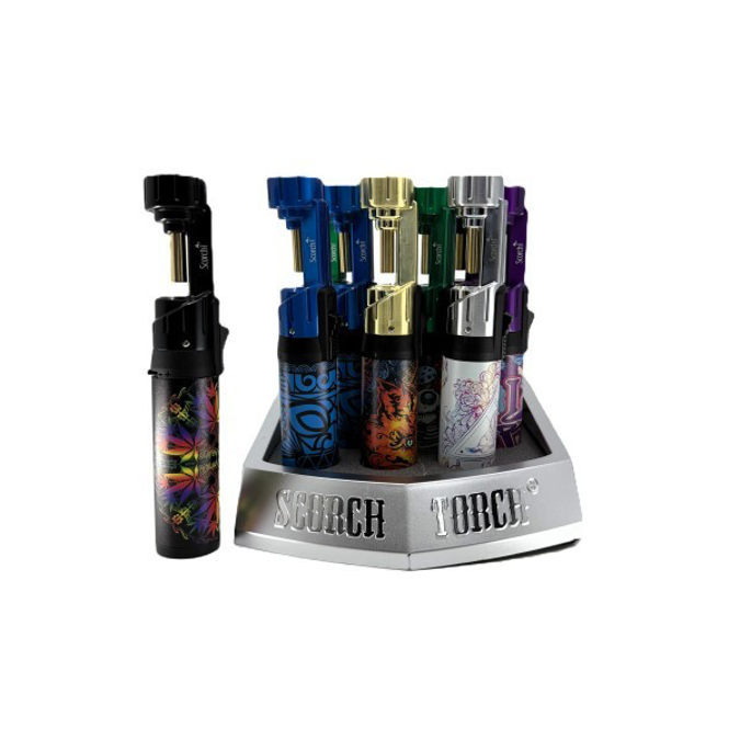 Picture of S61888 Scorch Single Flame w Puch Button Torch Lighter 9ct