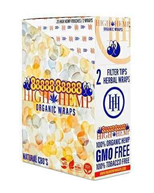 Picture of High Hemp Organic Wraps 2ct 25pk-Bubblegum
