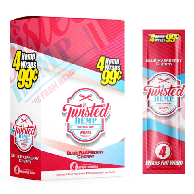 Picture of Twisted Hemp Wrap 4ct 99c 15pk-Blue Raspberry Cherry
