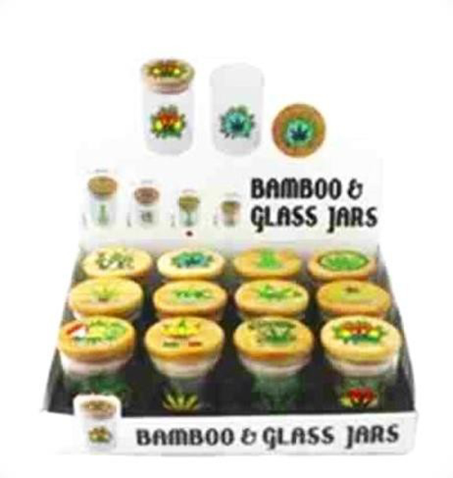 Picture of Bamboo Lids on Glass Air Tight Jar - Medium Jar - 12ct