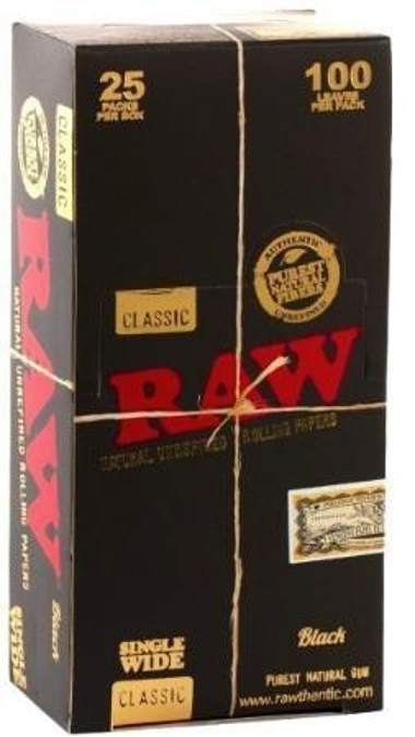 Picture of Raw Papers - Black Single Wide 25pk 100ct