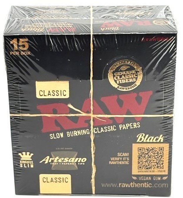 Picture of Raw Papers - Black Artesano King Slim w Poker 15pk 32ct