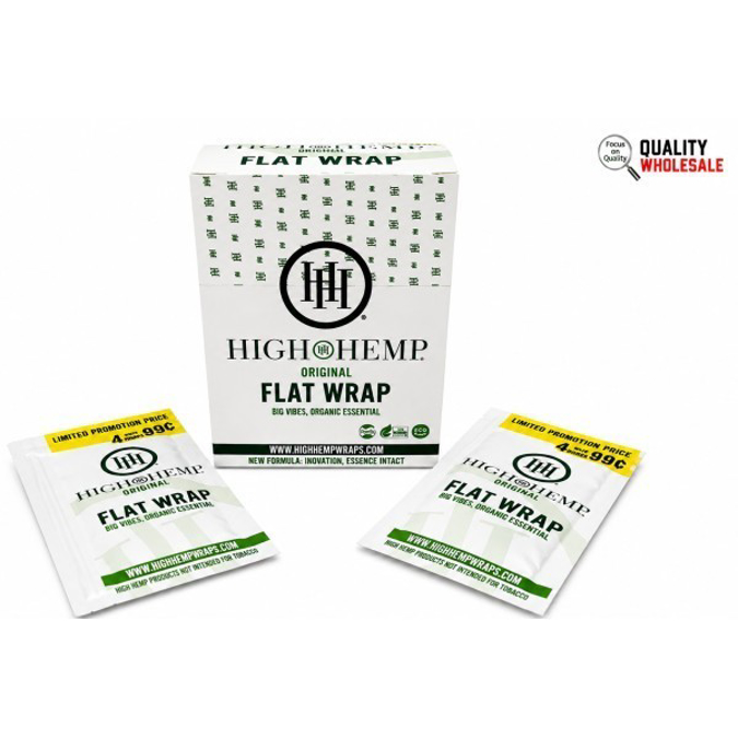 Picture of High Hemp Organic Flat  Wraps 2ct 25pk-Original w Tips 4-99c